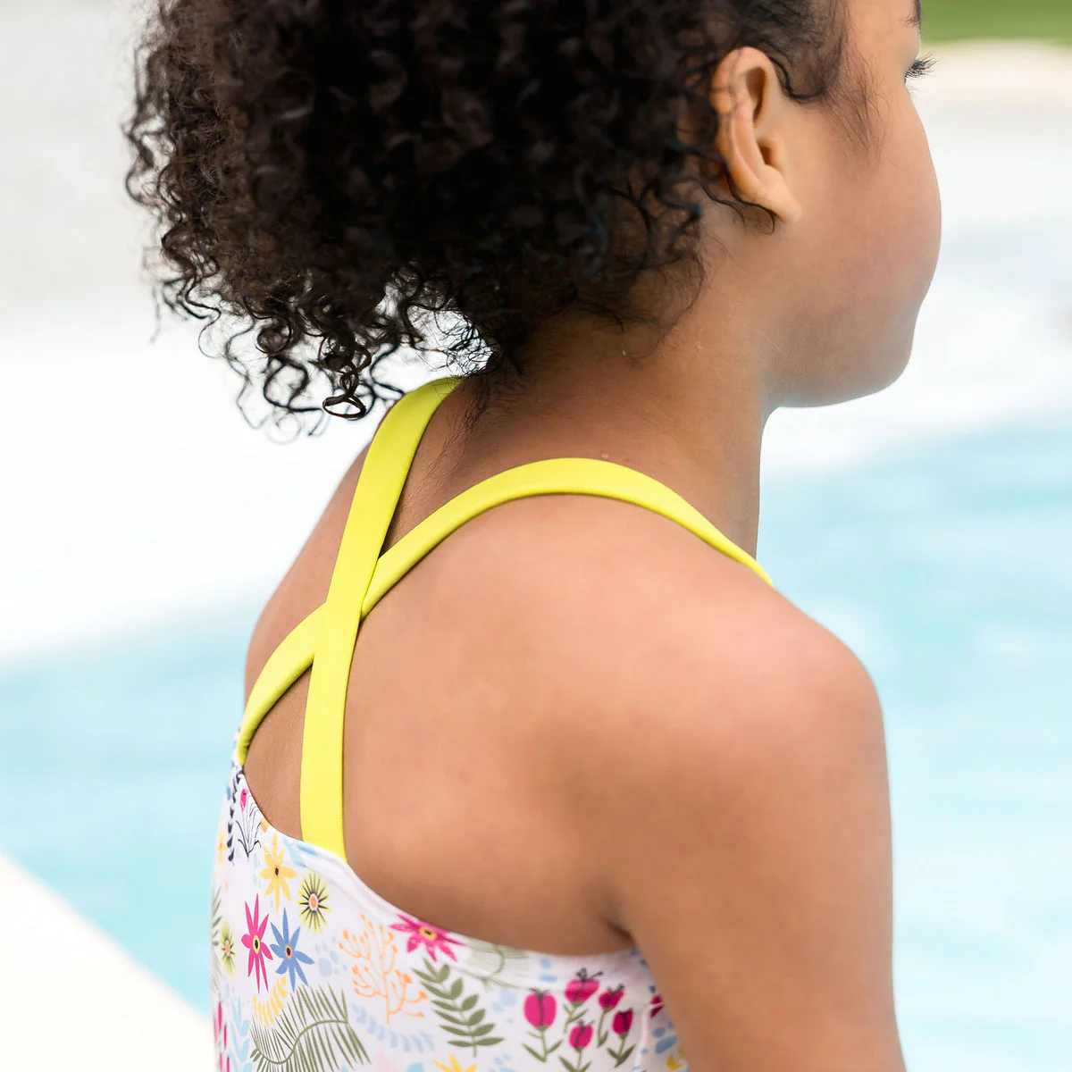 Girls Swimming Costume Jungle Paradise Lime - Image 4